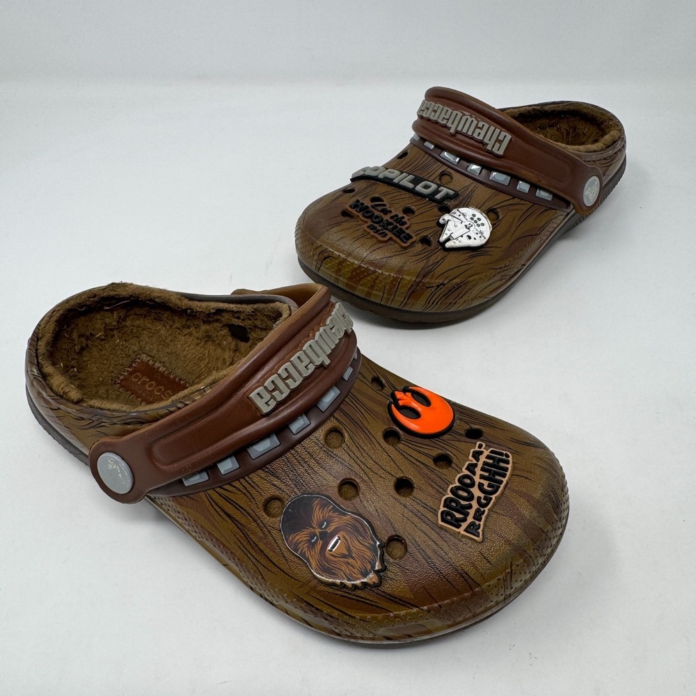 Crocs Star Wars Chewbacca‎ Classic Lined Clog Chewy Brown Kids Size J 1